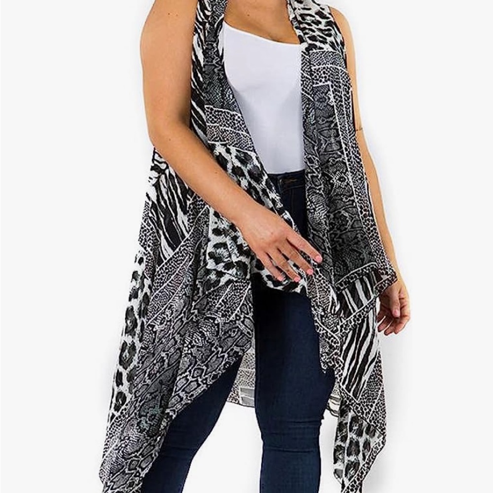 Plus size asymmetrical scarf vest.